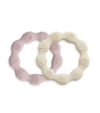 Set di 2 anelli da dentizione in silicone - rosa/beige