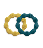 Set di 2 anelli per dentizione in silicone - blu/senape