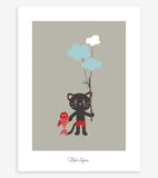 MOKA & POM - Poster per bambini - Gattino e nuvole