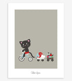 MOKA & POM - Poster per bambini - Gatto e triciclo