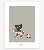 MILLY & FLORE - Poster per bambini - Gatto e triciclo