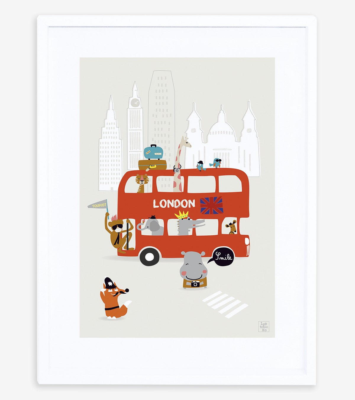 LONDRA - Poster per bambini - autobus e animali di Londra