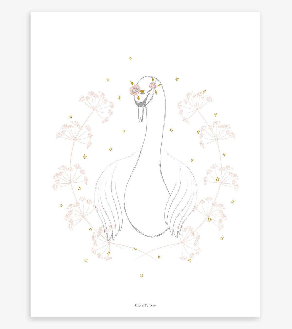 BOTANIA - Poster per bambini - Cigno e fiori