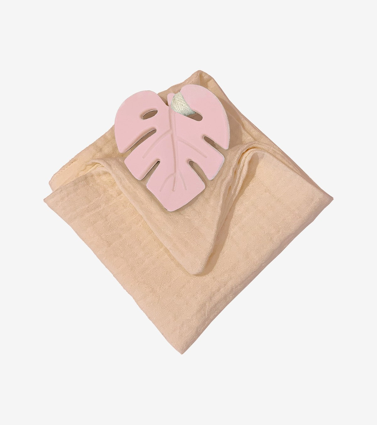 Anello per dentizione a forma di foglia rosa con pannolino