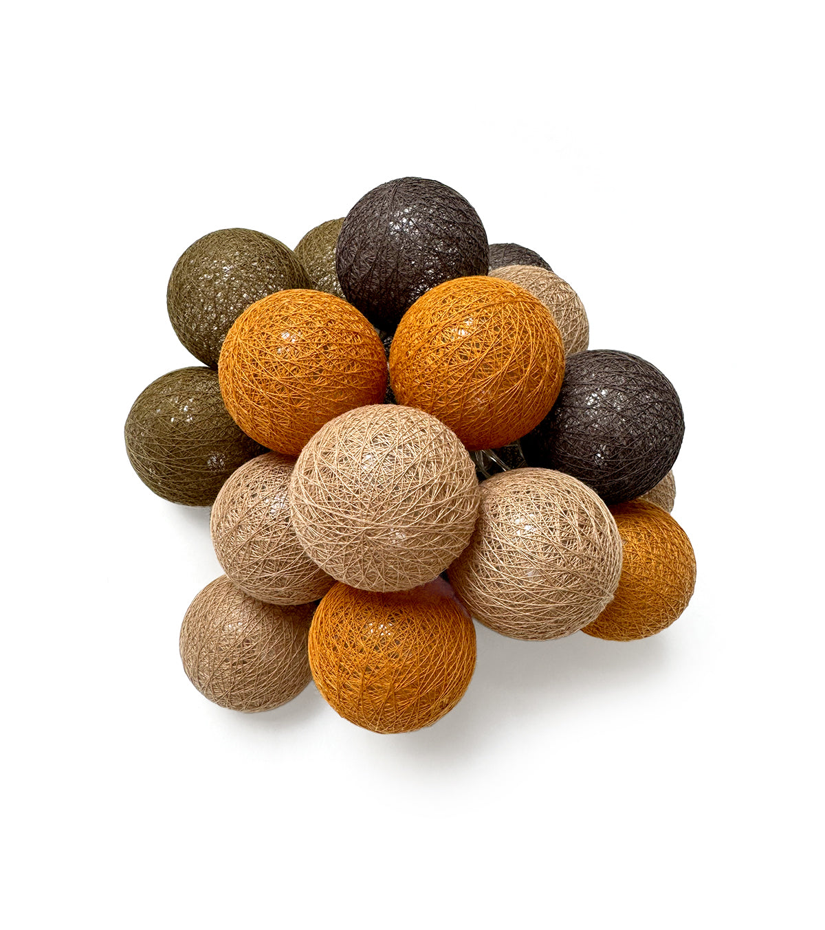 Guirlande lumineuse 24 boules de coton (taupe, marron ...) - Éclairage décoratif intérieur