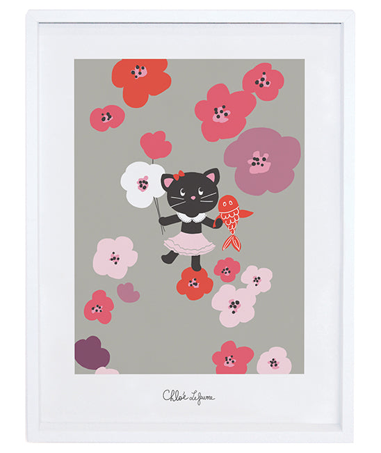 MILLY & FLORE - Poster per bambini - Gattino e fiori