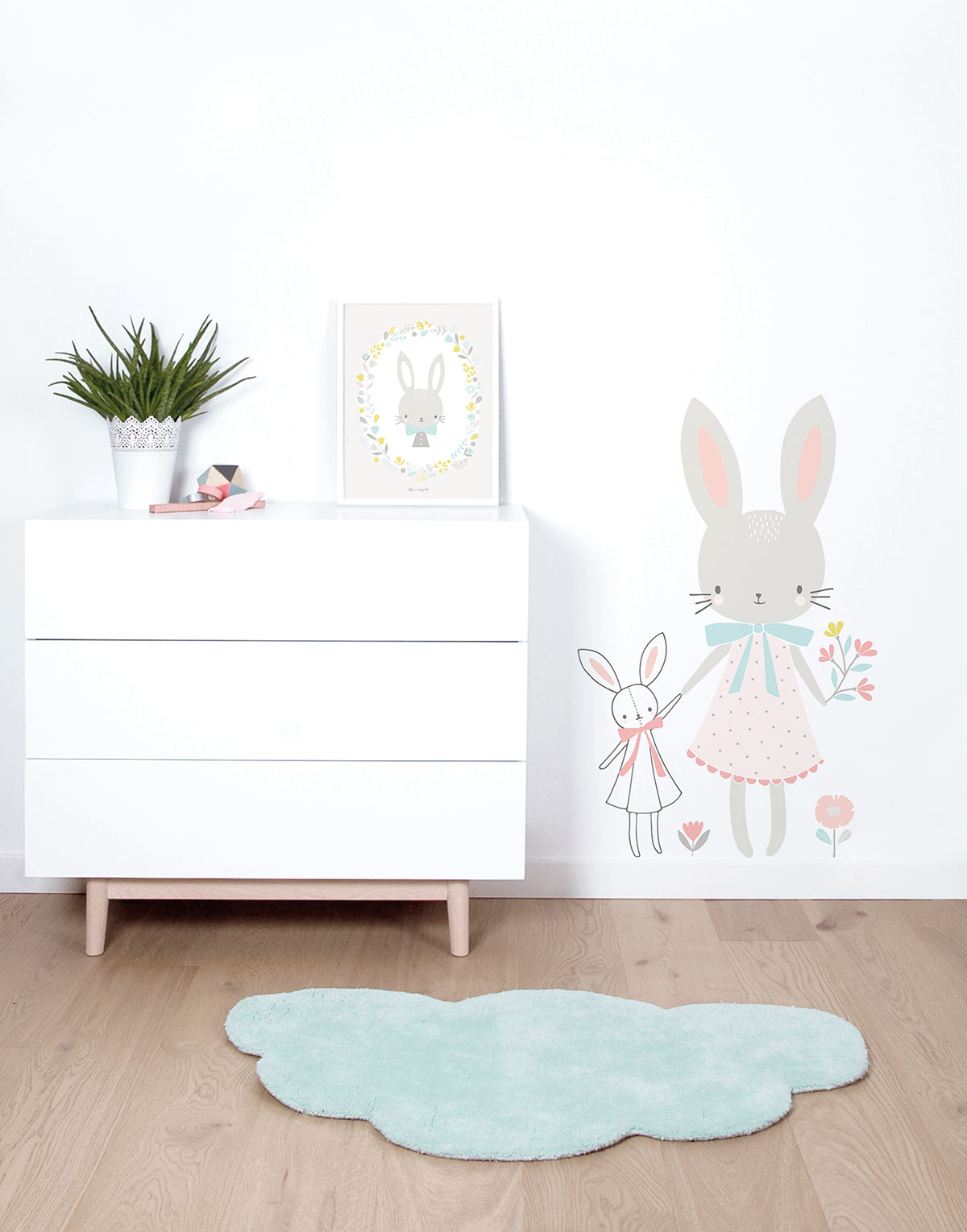 SWEET BUNNIES - Poster per bambini - Coniglietto e fiori