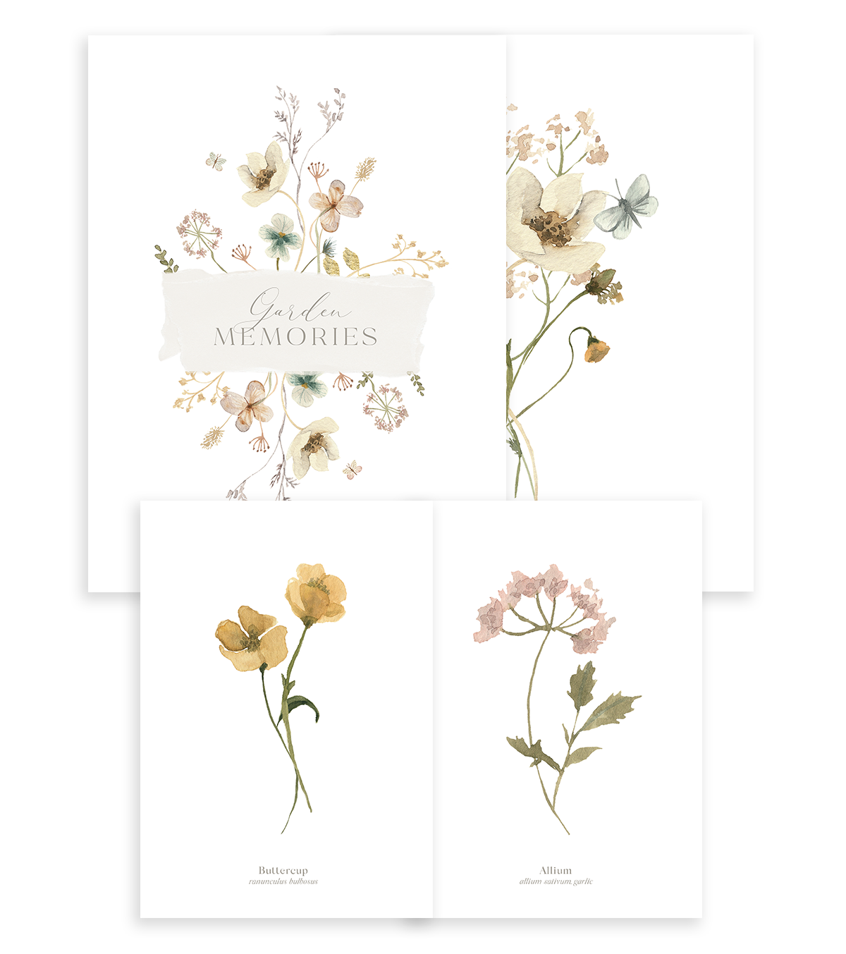 MADEMOISELLE - Set di 4 Posters - Fiori botanici