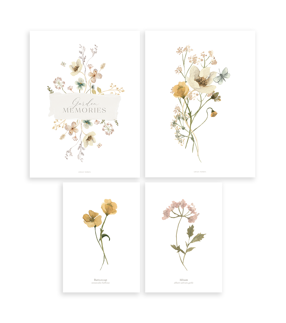 MADEMOISELLE - Set di 4 Posters - Fiori botanici