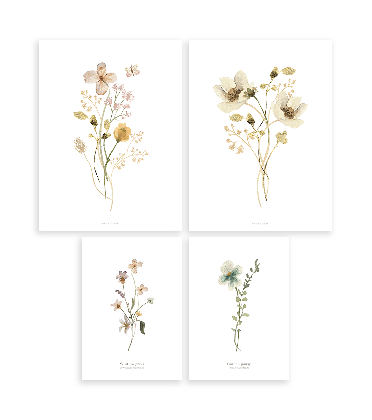 MADEMOISELLE - Set di 4 Posters - Fiori botanici