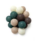 Guirlande lumineuse 24 boules de coton (vert, beige, marron) - Éclairage décoratif intérieur