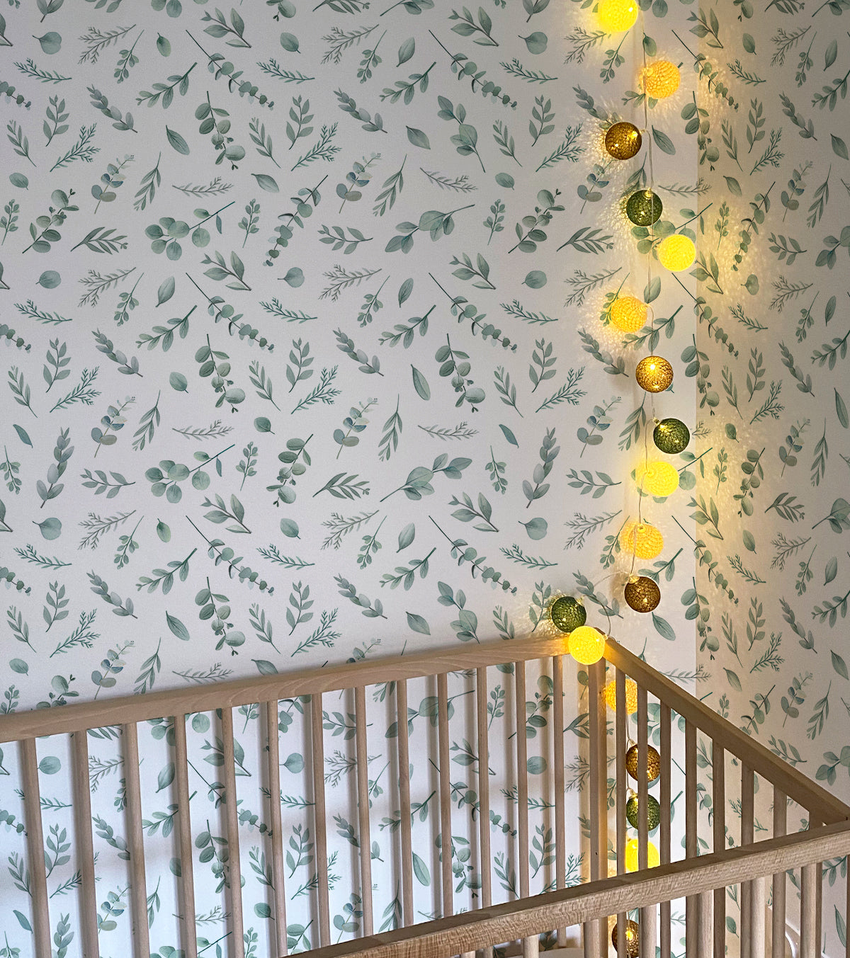 Guirlande lumineuse 24 boules de coton (vert, beige, marron) - Éclairage décoratif intérieur