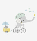 SMILE IT'S RAINING - Adesivo grande - Elefante sulla sua bicicletta