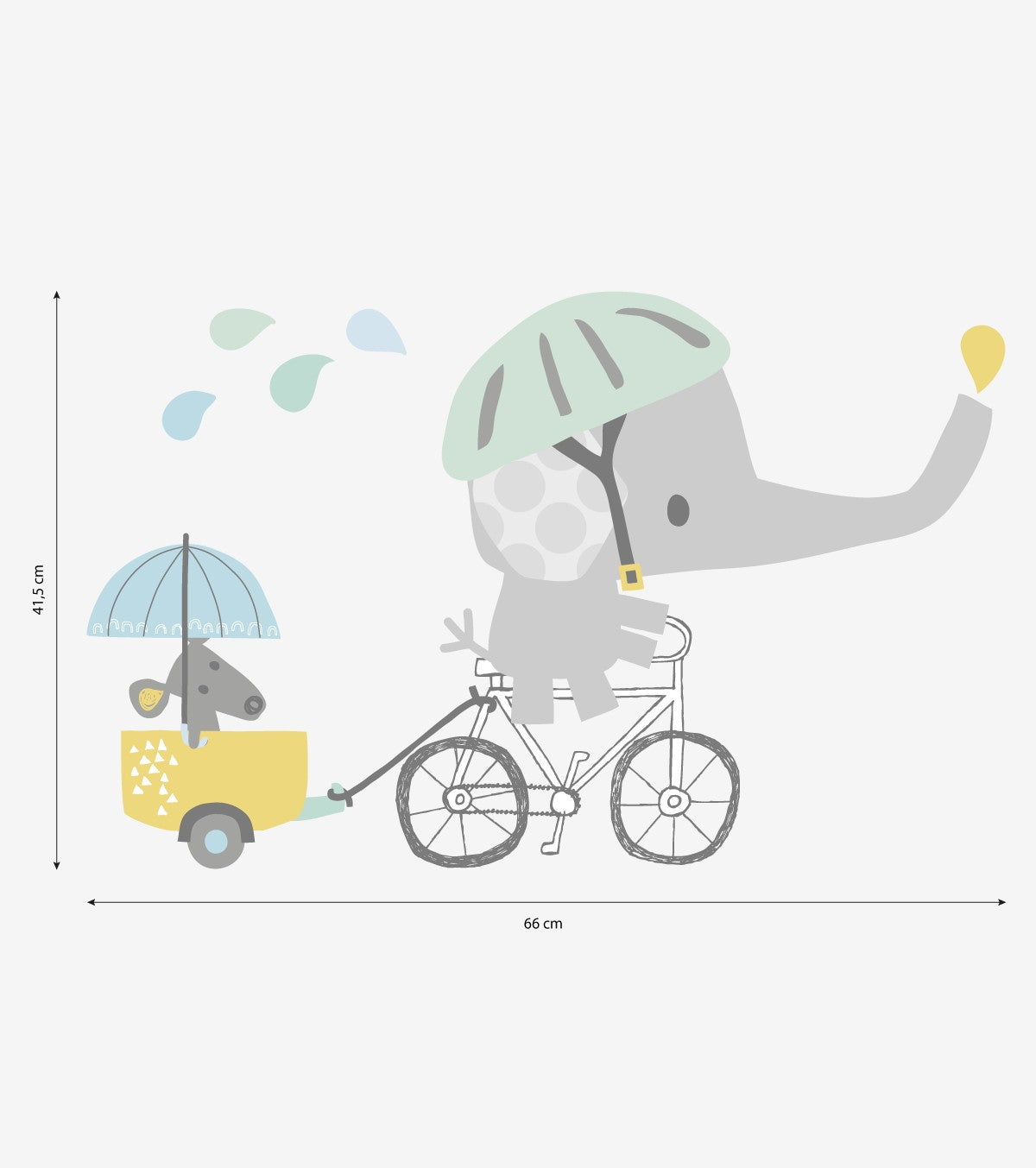 SMILE IT'S RAINING - Adesivo grande - Elefante sulla sua bicicletta