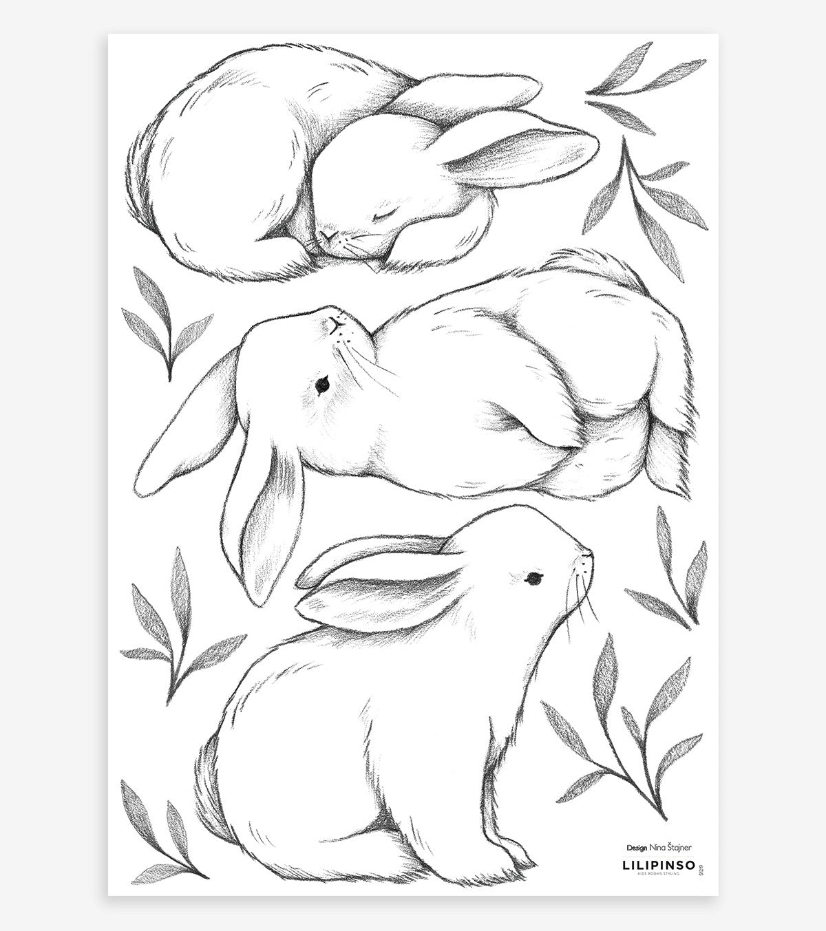 BUNNY - Adesivi murali - 3 conigli