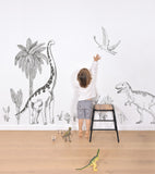 DINOSAURI - Adesivi murali muraux - Dinosauri: T - rex, pteranodon e palma