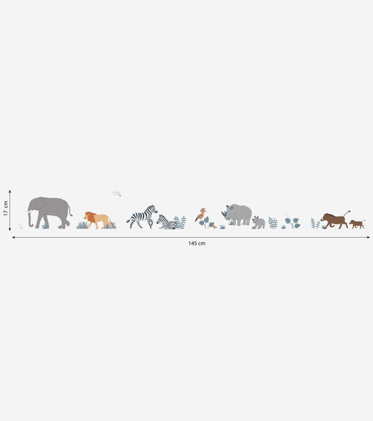 TANZANIA - Adesivi murali - Savana: elefanti, zebre, leoni ...
