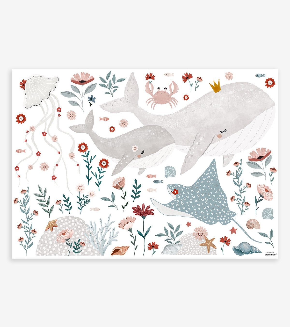 OCEAN FIELD - Adesivi murali muraux - Oceano: animali e fiori