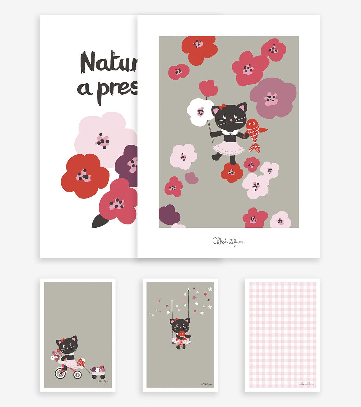 MILLY & FLORE - Set Posters - Gatti e fiori (set di 5)