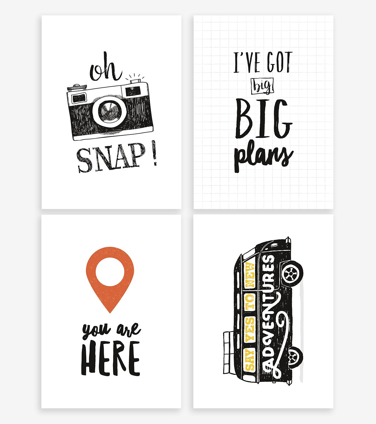 MINI TRAVELERS - Biglietti decorativi - Oh snap (set di 4)