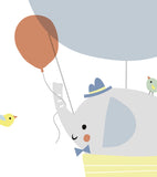 SU! - Poster per bambini - Elefante in mongolfiera