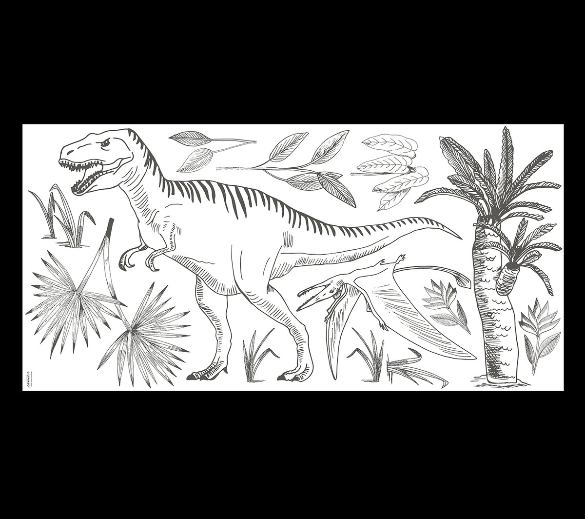 DINOSAURI - Adesivi murali muraux - Dinosauri: T - rex, pteranodon e palma