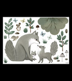 KHARU - Adesivi murali murales - La famiglia della volpe