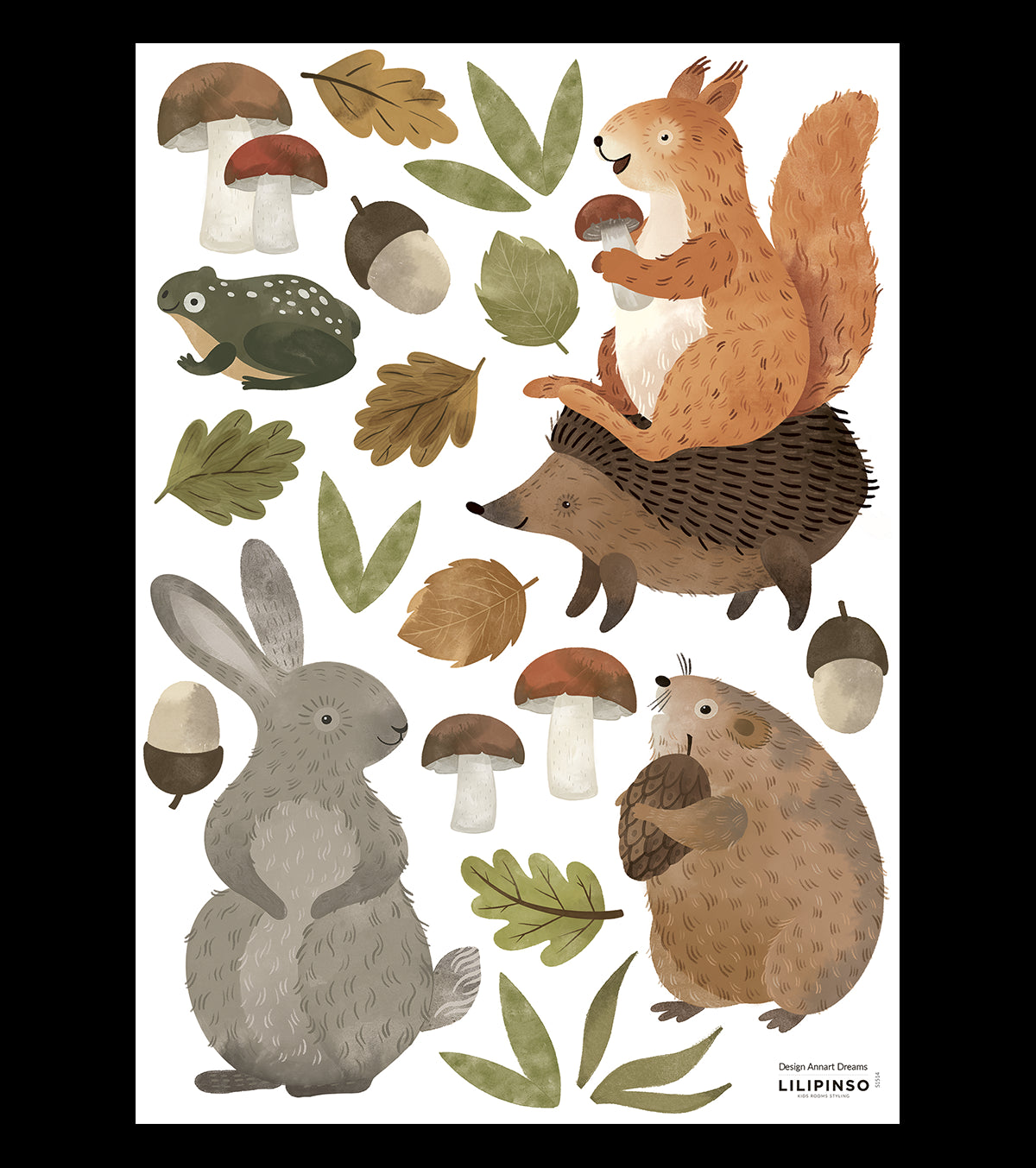 NORWOOD - Adesivi murali - Foresta : coniglio, riccio, scoiattolo ...