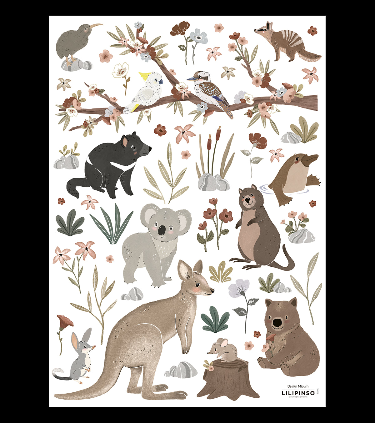 LILYDALE - Adesivi murali murales - Animali d'Australia