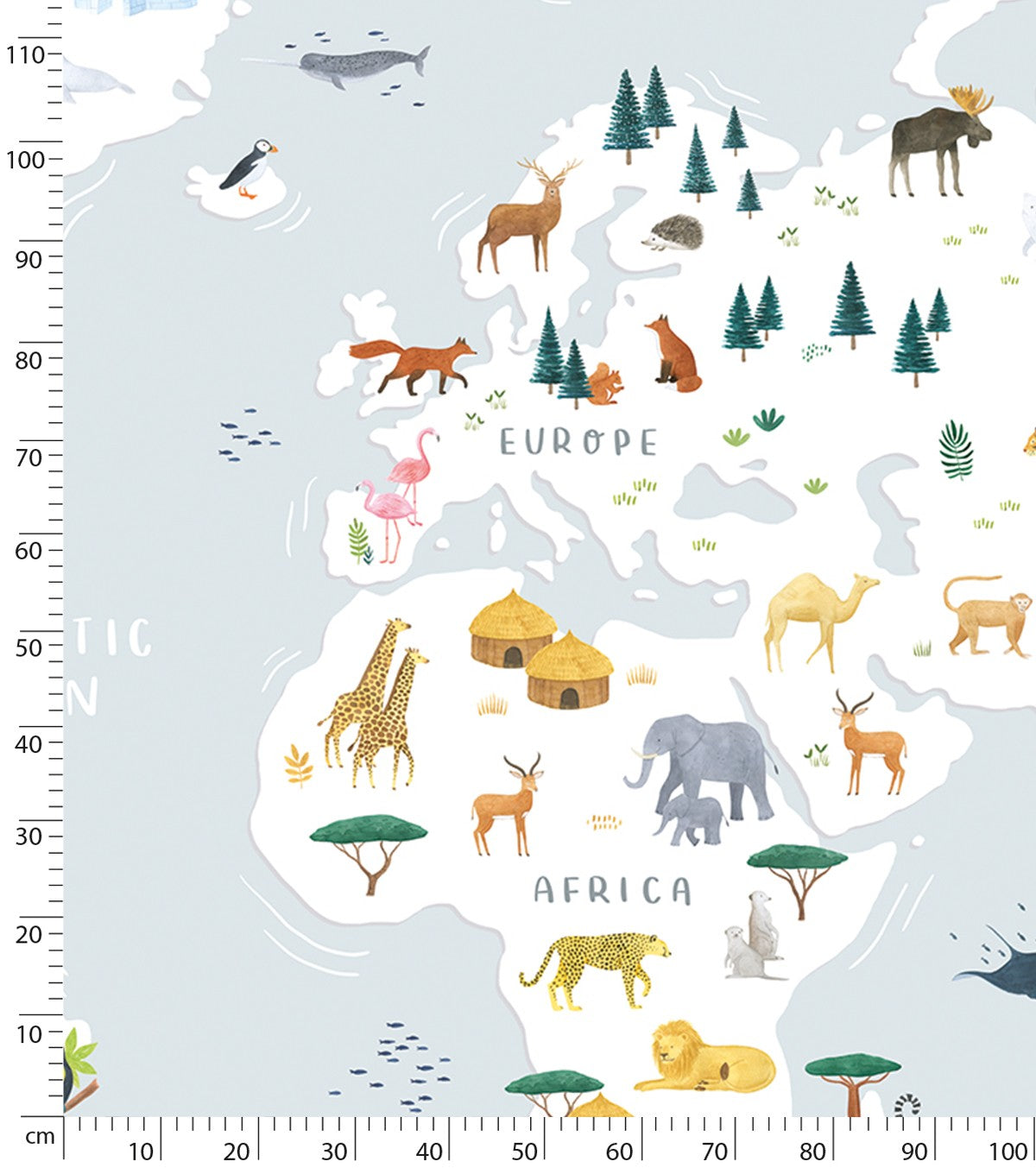 LIVING EARTH - Carta da parati panoramica - Mappa del mondo animale