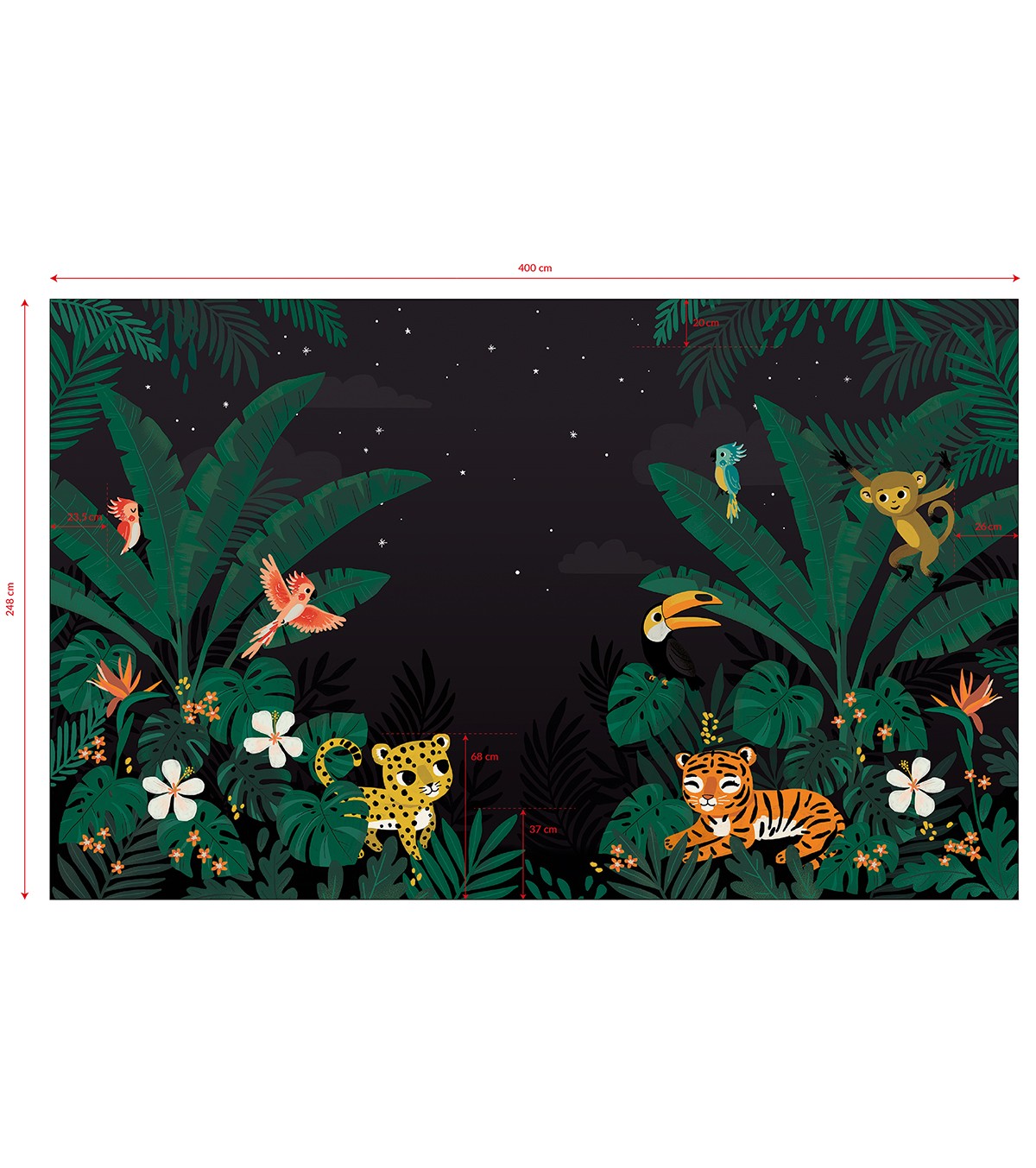 JUNGLE NIGHT - Carta da parati panoramica - Animali della giungla