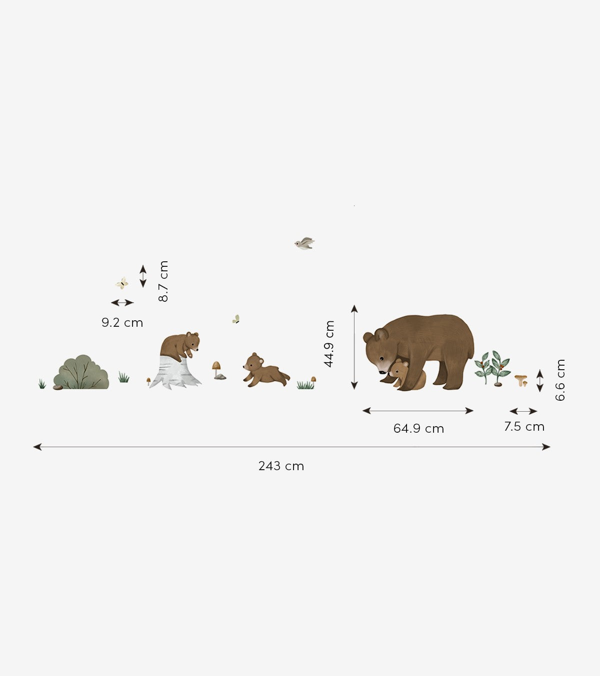 KHARU - Adesivi murali murales - La famiglia dell'orso